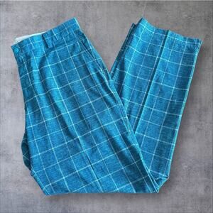 Nike Dri-Fit Mens 33x 30 Blue Plaid Tour Performance Stretch Tartan Golf Pants